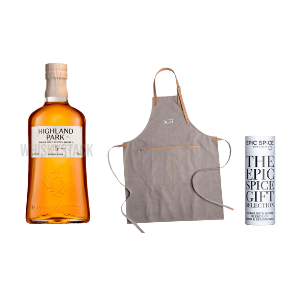 Forkæl dig selv med Highland Park 15 års + Forklæde & BBQ mix – Perfekt gavepakke!