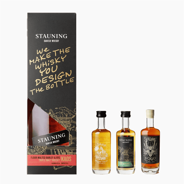 Stauning KAOS Design Edition & Smagsæt – Eksklusiv gavepakke til whiskyelskere